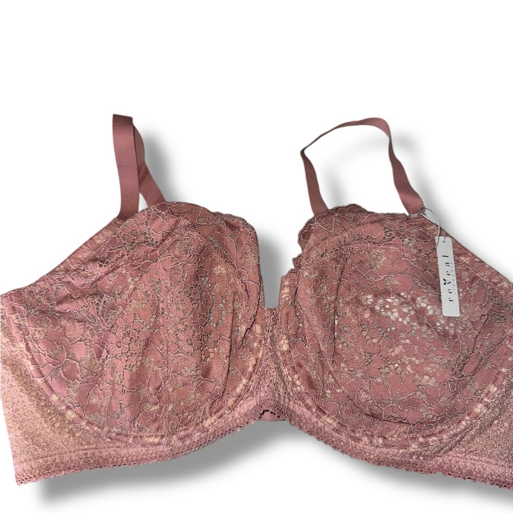NWT 40DDD Reveal Womens The Chloe Lace Demi Style-RR0008 DUSTY ROSEWOOD